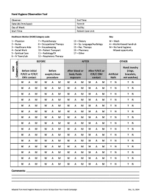 Hand Hygiene Observation Tool
