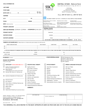 Child Intake Referral Form
