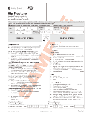 Hip Fracture Postoperative Order Form