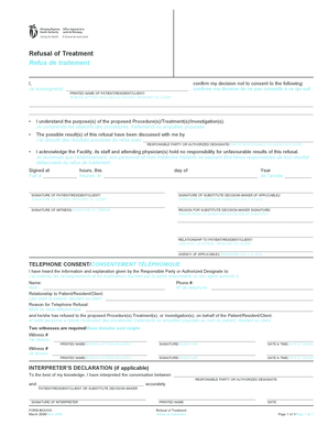 Refusal of Treatment Form