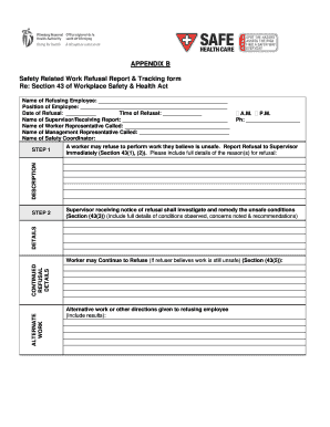 Teacher call log template - APPENDIX B Safety Related Work Refusal Report & Tracking form ...