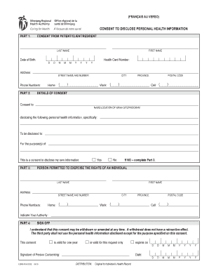 Consent to Disclose Personal Health Information