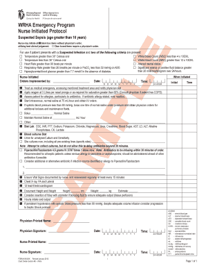 WRHA Nurse Initiated Sepsis Protocol
