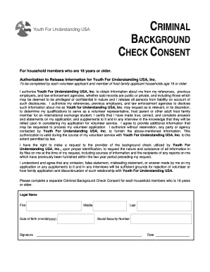 Criminal Background Check Consent Form