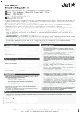Card Services Direct Debit Request Form
