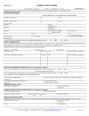 Mississippi PERS Enrollment Form