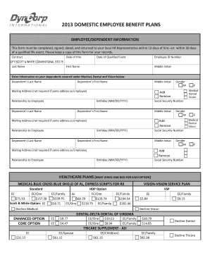 2013 Domestic Employee Benefit Plans Form