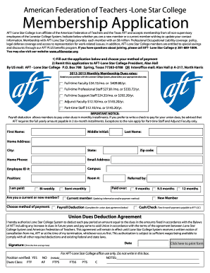 AFT-Lone Star College Membership Application