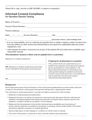 Informed Consent Compliance for Germline Genetic Testing
