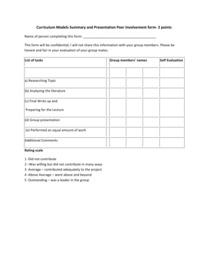 Peer Involvement Form