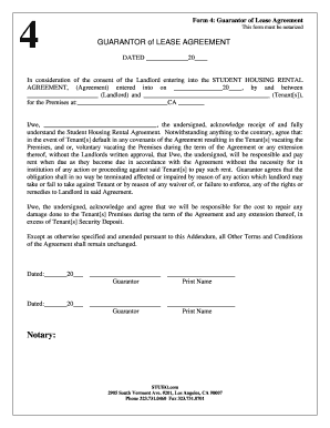 Guarantor of Lease Agreement