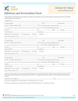 Additions and Terminations Form