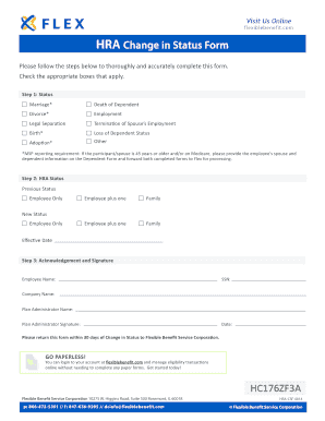 HRA Change in Status Form