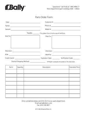 Parts Order Form