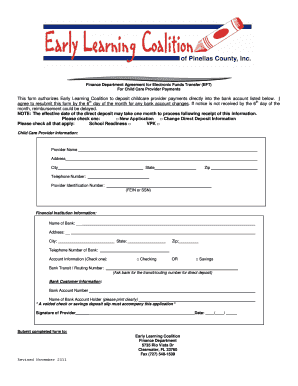 Child Care Provider EFT Authorization Form