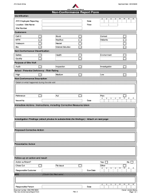 Non-Conformance Report Form