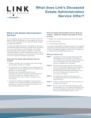 Deceased Estate Securities Administration Form