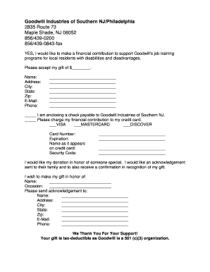 Goodwill Donation Form