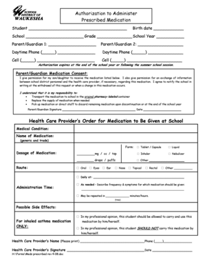 Authorization to Administer Prescribed Medication