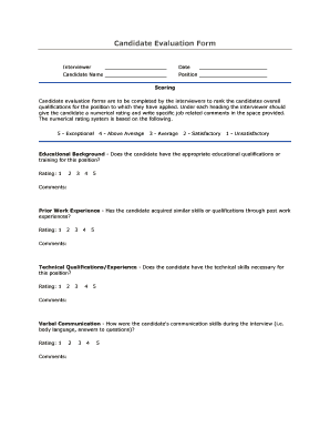 Candidate Evaluation Form