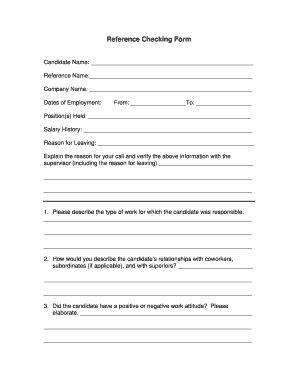 Reference Checking Form