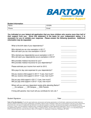 Student Dependent Support Form