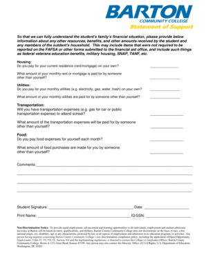 Student Financial Support Statement