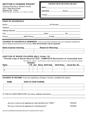 Section 8 Change Packet