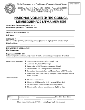 NVFC Membership Application for SFFMA Members