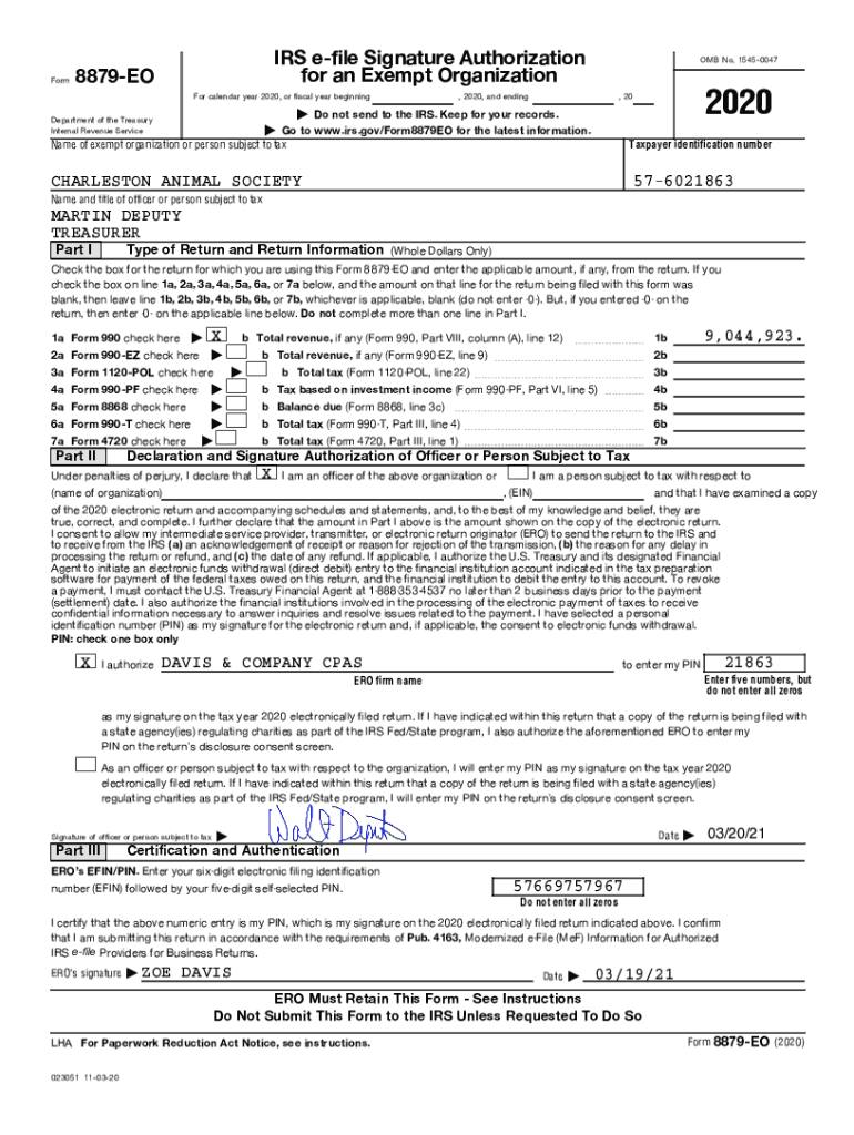 Fillable Online About Form 8879, IRS efile Signature Authorization