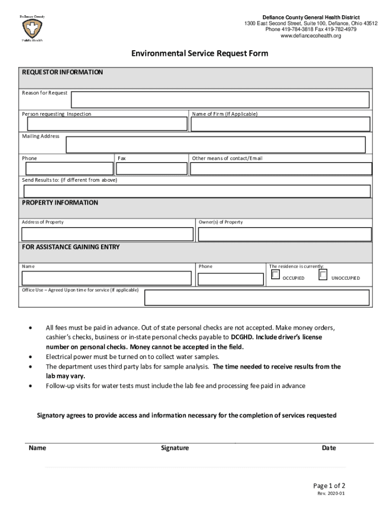 Fillable Online Defiance County General Health District Ohio.govMercy HealthDefiance