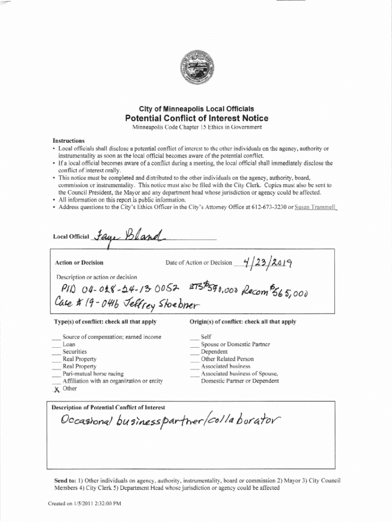 Fillable Online Local Board of Appeal and Equalization Conflict of