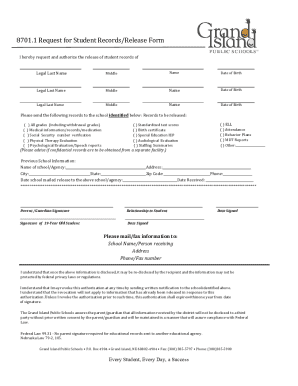 Fillable Online Student Records / Request for Student Records ...