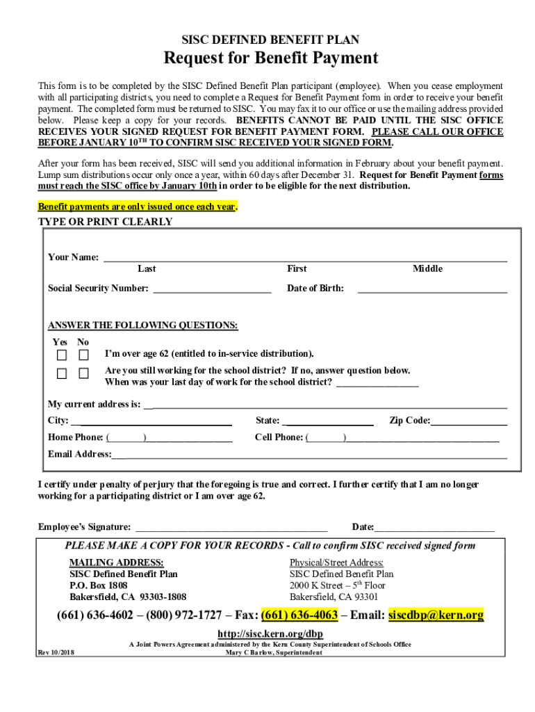 Sisc Defined Benefit Plan - Fill and Sign Printable ... Preview on Page 1