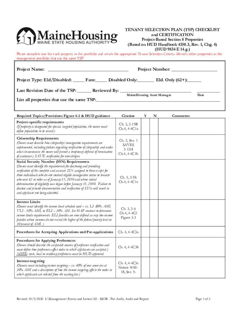 Fillable Online CHAPTER 4. WAITING LIST AND TENANT SELECTION 41