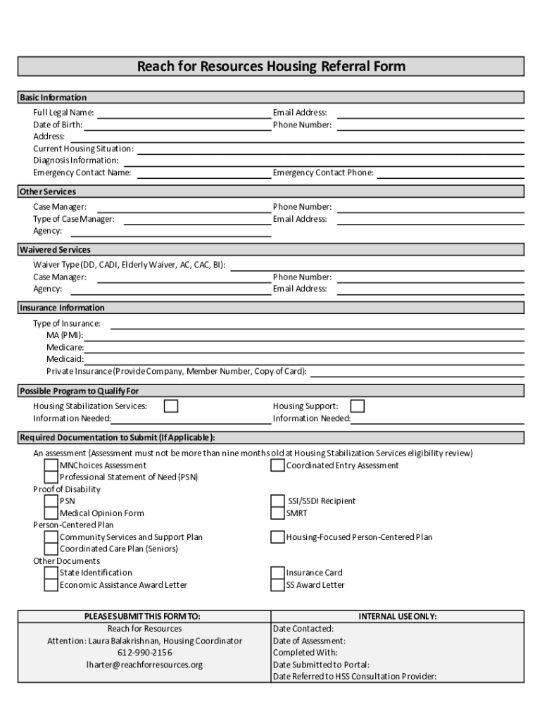 Fillable Online Housing Services Referral Form Fax Email Print pdfFiller