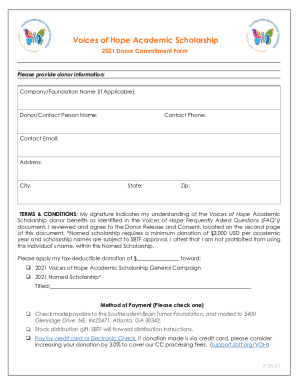 Fillable Online VOH Academic Scholarship Donor Form V 3-26-2021 Fax ...