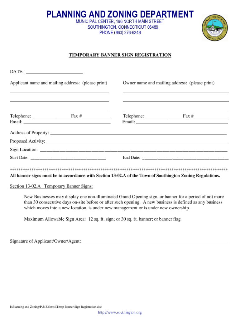 Fillable Online Planning and Zoning Department Southington, CT Fax