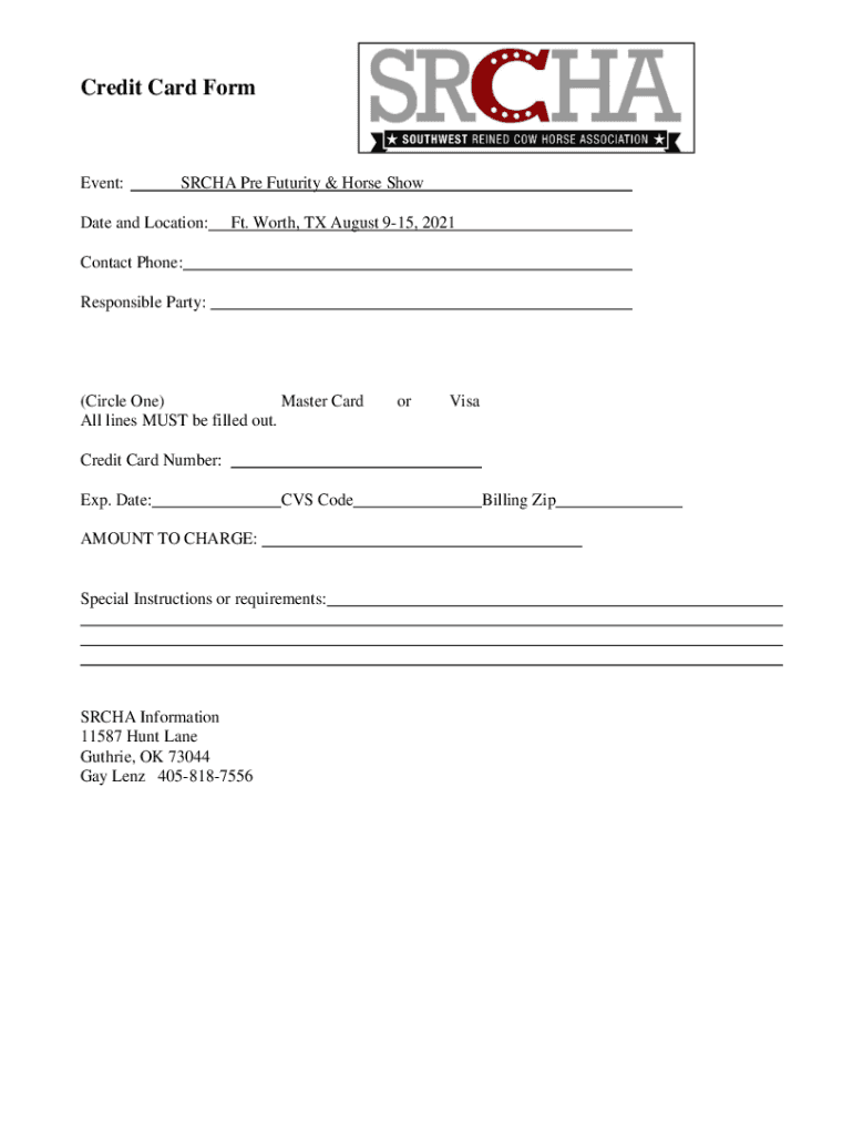 Fillable Online SRCHA Pre Futurity & Horse Show Fax Email Print pdfFiller