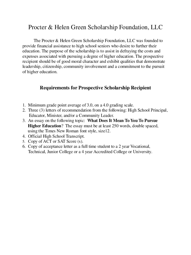 Fillable Online salmenhigh stpsb The Inaugural Procter and Helen Green