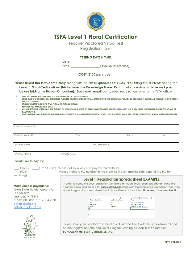Fillable Online The Texas State Florists Association - TSFA Fax Email ...