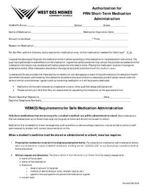 Fillable Online PRN/Short-Term Medication Fax Email Print - pdfFiller