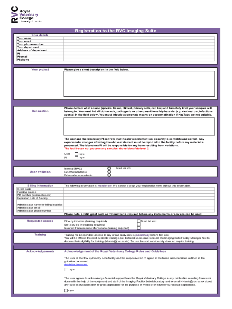 Fillable Online imagingsuiteregistrationform2. RVC Imaging Suite