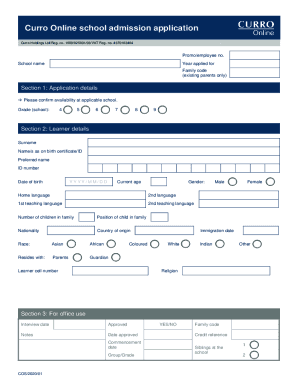 Curro Online School Admission Application