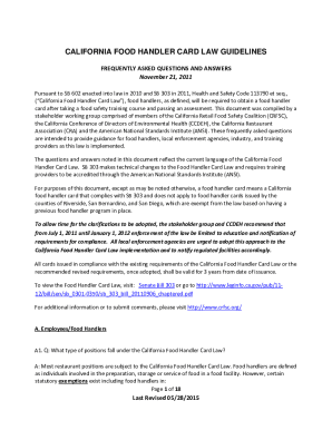 Fillable Online CALIFORNIA FOOD HANDLER CARD LAW GUIDELINES FREQUENTLY ...
