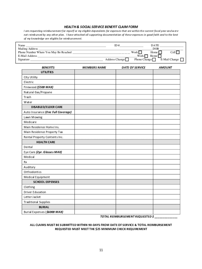 Fillable Online 2020 Health and Social Services Benefits Manual with