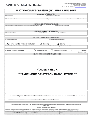 California Medi-Cal Dental EFT Enrollment Form
