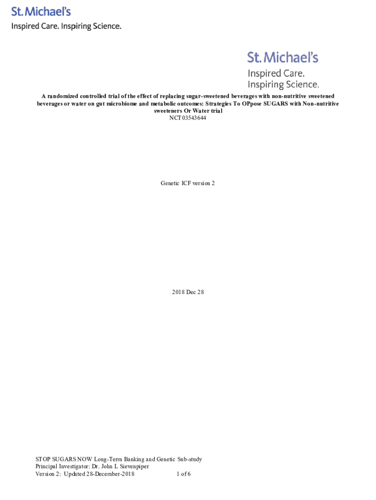 Fillable Online STOP SUGARS NOW LongTerm Banking and Substudy