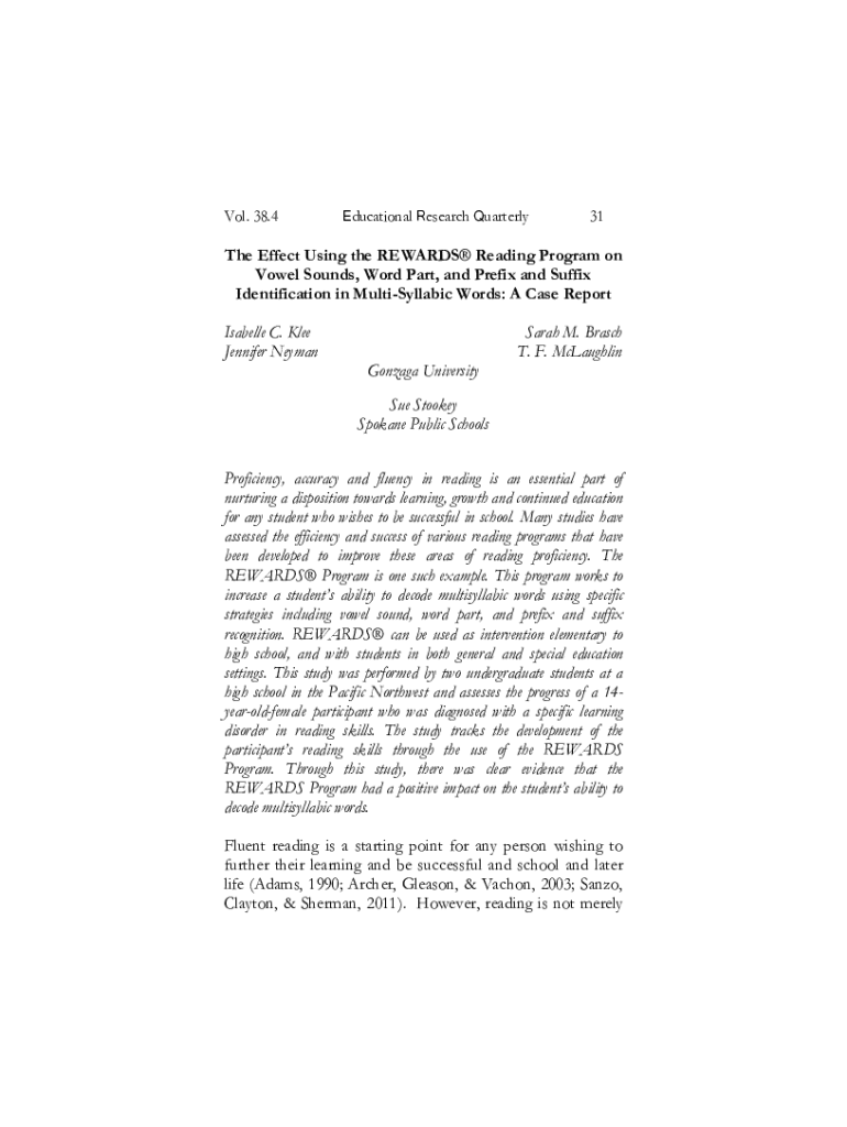 Fillable Online The Effect Using The REWARDS Reading Program On Vowel Fillable online the effect using the rewards reading program on vowel