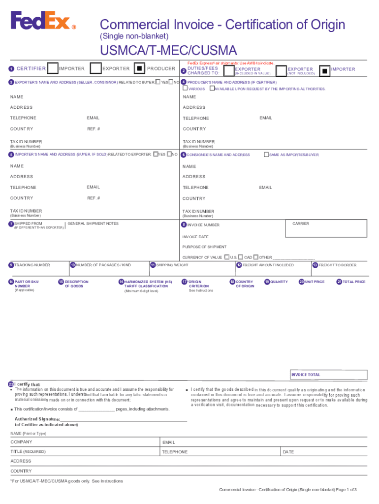 Fillable Online blanket certificate of origin Fax Email